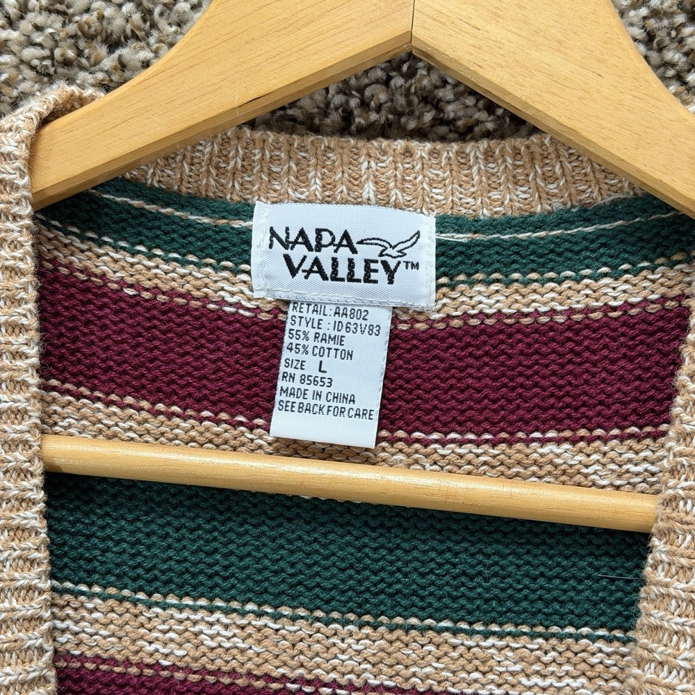 Aztec Southwestern Knit Sweater‎ Vest Women's Large 90s Boho Fringe Napa Valley - Picture 2 of 6